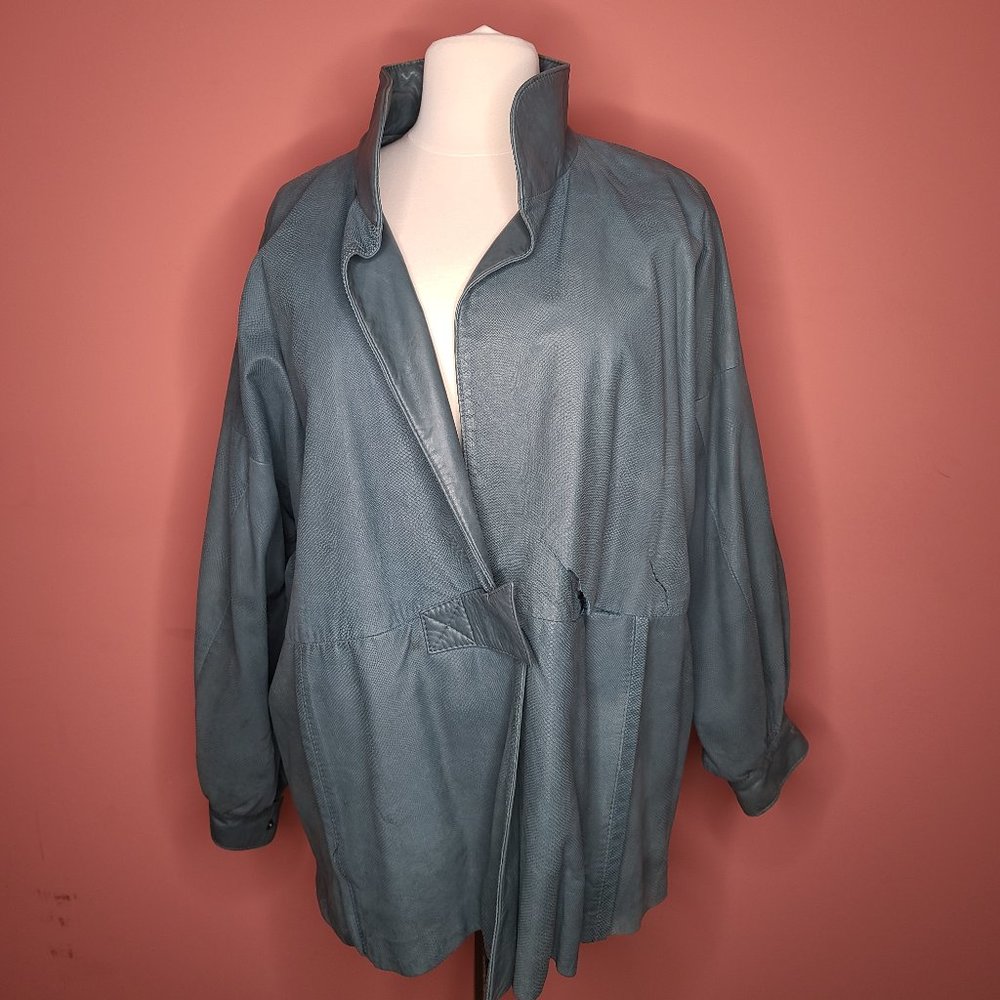 Barts of Canada leather slate teal coat